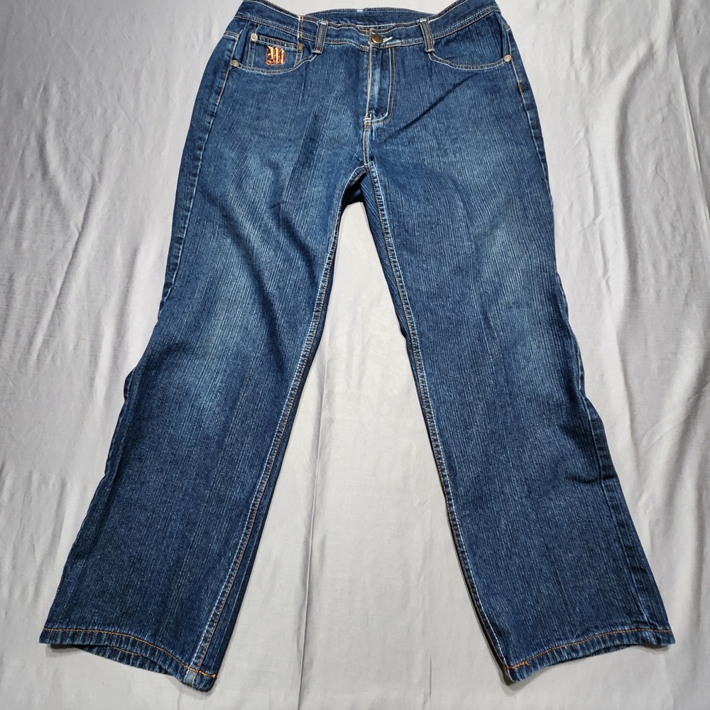 Makaveli Branded Blue Embroidered Straight Leg Streetwear Denim Jeans Size 40